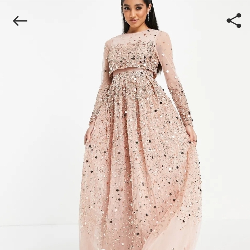 ASOS DESIGN Anarkali crop top maxi dress in scatter sequin